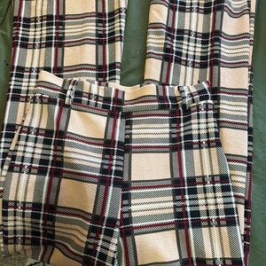 Plaid Pants - Cream, Black, Red